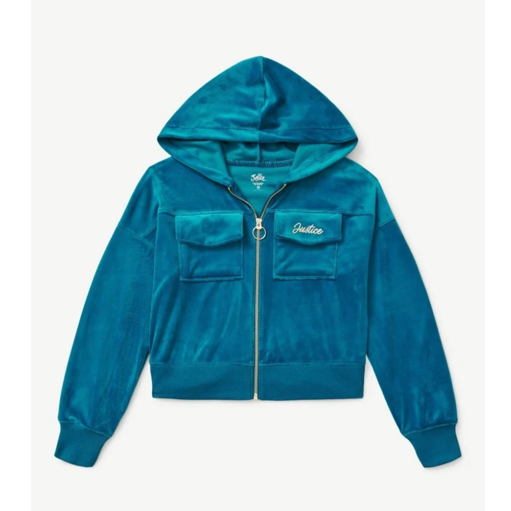 Justice Girls Velour Zip Hoodie (xs)